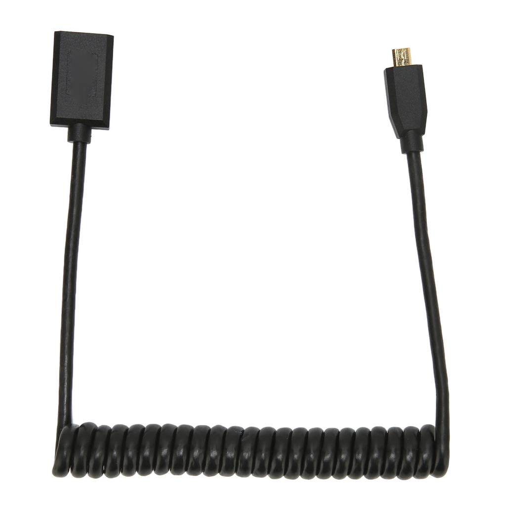HD Multimedia Interface Cable Micro To Female 8K 60Hz 48Gbps Coiled Video Adapter Cord for Tablet TV Camera