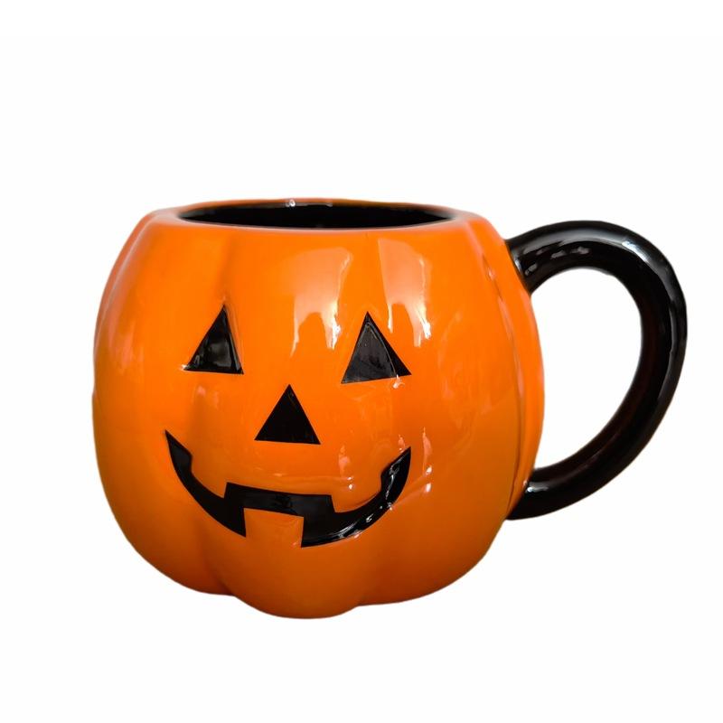 Ceramic mug pumpkin ghost shape coffee cup halloween melon cup ghost water cup funny cartoon cup