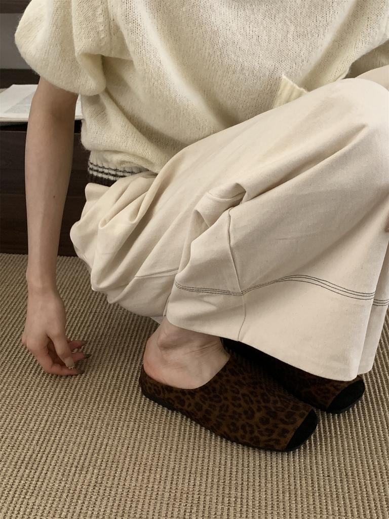 2025 autumn new French retro round head thick bottom bag head half slippers women's fashion versatile lazy slippers women