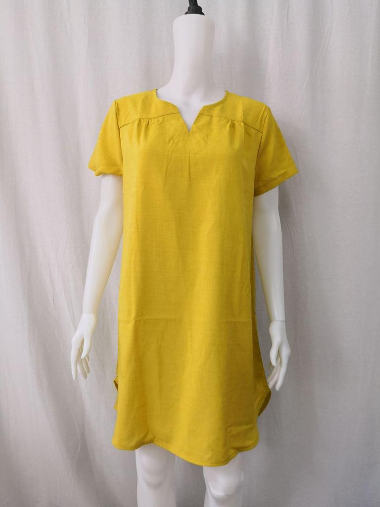 Abito estivo casual a maniche corte in cotone e lino da donna 2024 - Disponibile in stili europei e americani