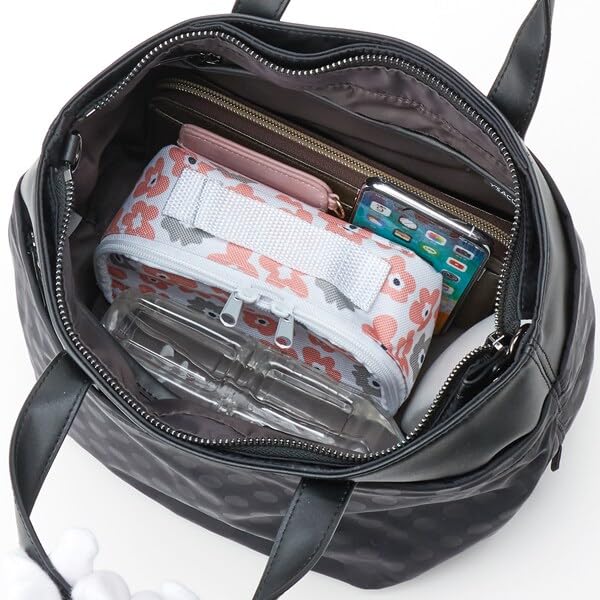 Isaac Water-Repellent Dot Jacquard Recycled Leather Combination 2-Way Tote Bag 1000713SC Navy (66)