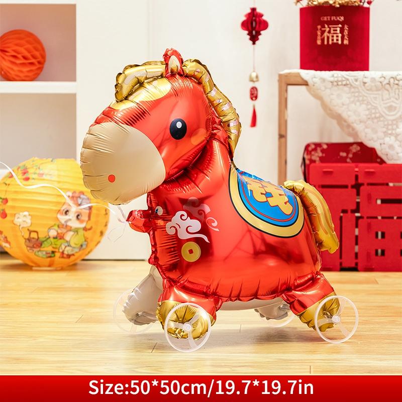 2026 Chinese New Year Decoration God of Wealth Balloon Lunar Year Aluminum Film Standing Balloons Spring Festival Balloon Decor