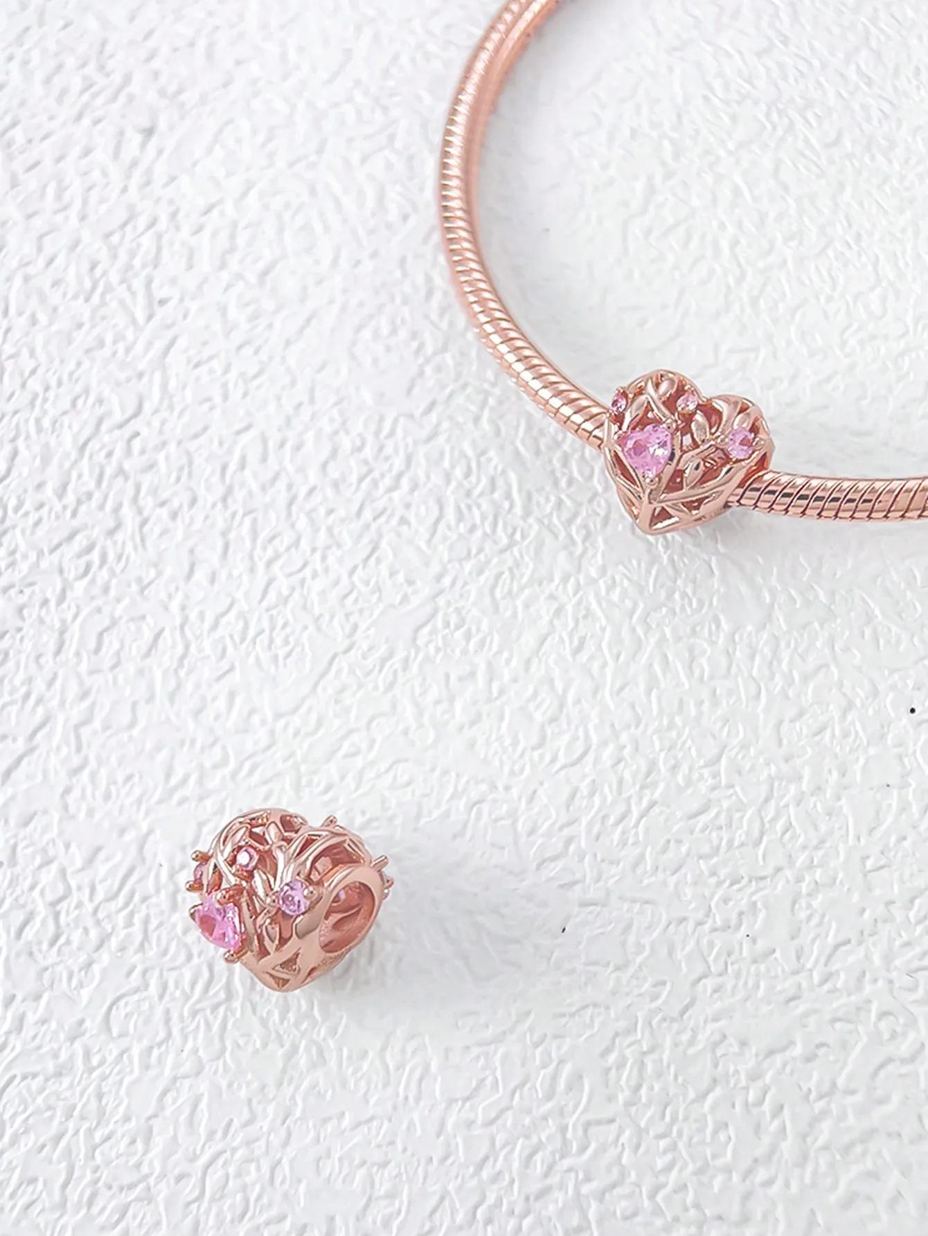 

Copper Plated Original Charms Valentine S Day Pink Heart Beads Fit Bracelet Women S Jewelry Gift