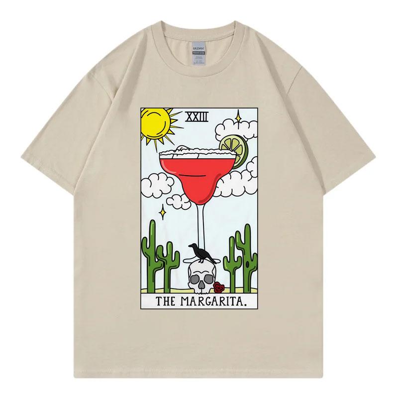 Margarita Tarot Reading Future Card Funny Meme T Shirt Fashion Y2k Short Sleeve Tshirts Unisex Unisex Casual Loose Cotton Tshirt