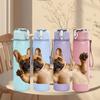 1PC French Bulldog Funny Pose 750ml Color Plastic Sports Water Bottle Leakproof Flip Straw Lid Suitable for Sports Office Home Use