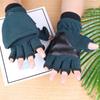 Polar Fleece Half Finger Gloves Winter Fall Gloves Fingerless Thumb Hole Gloves