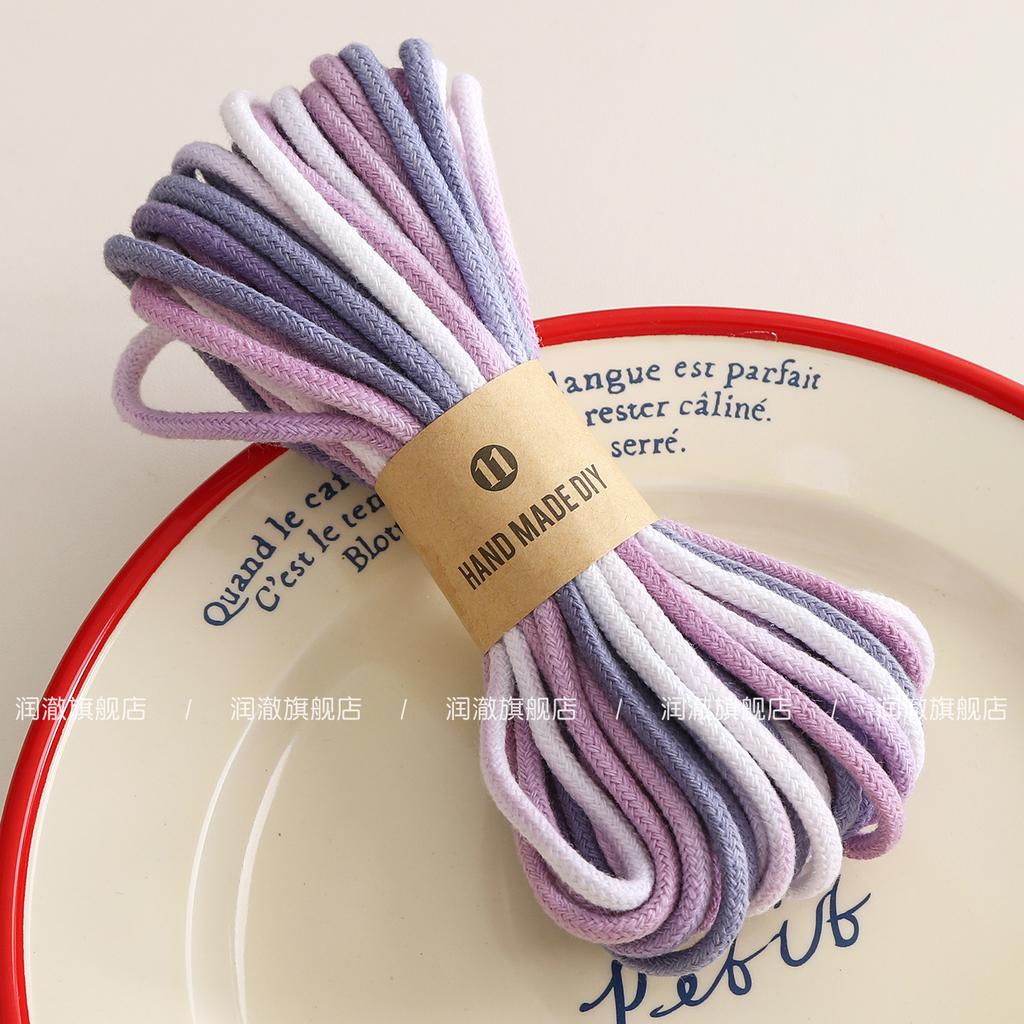 4mm 10m Color Gradient Cotton Thread Home Textile Decorative Rope Clothing Grain Rope Handmade Weaving Rope Craft Accessories