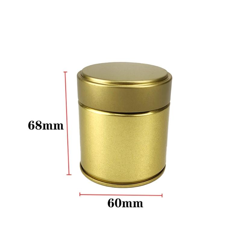Fitted-Lid Tea Powder Storage Tin, Cylindrical Tinplate Canister for Organizing Tea Leaves, Spices, and Sugar Packets