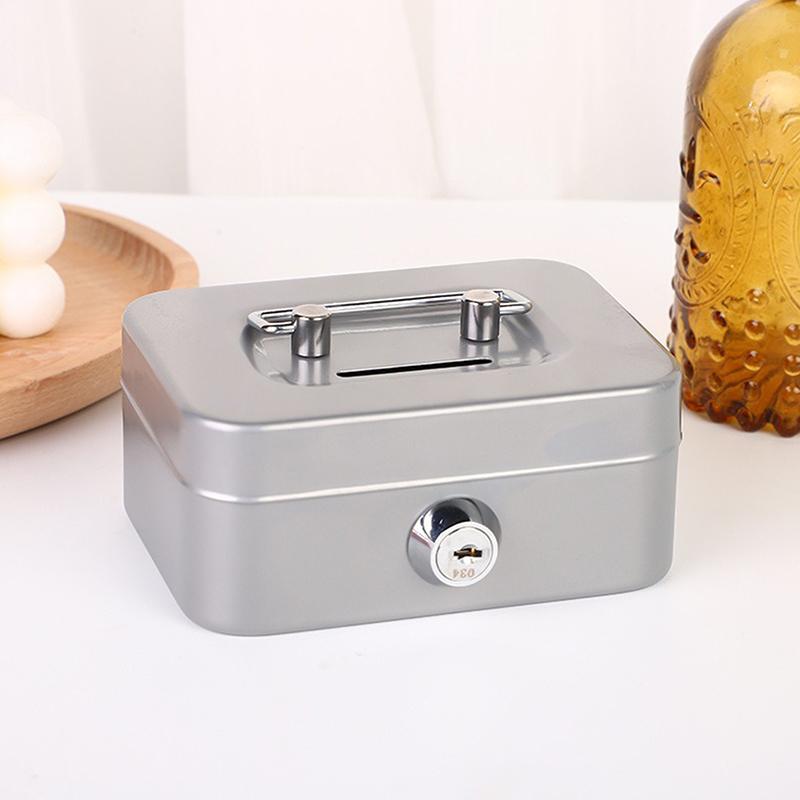 Metal Cash Box Mini Safe Lock Box Money Bank Metal Coin Bank Security Box Sturdy Cash Portable For Kids Coin Collection