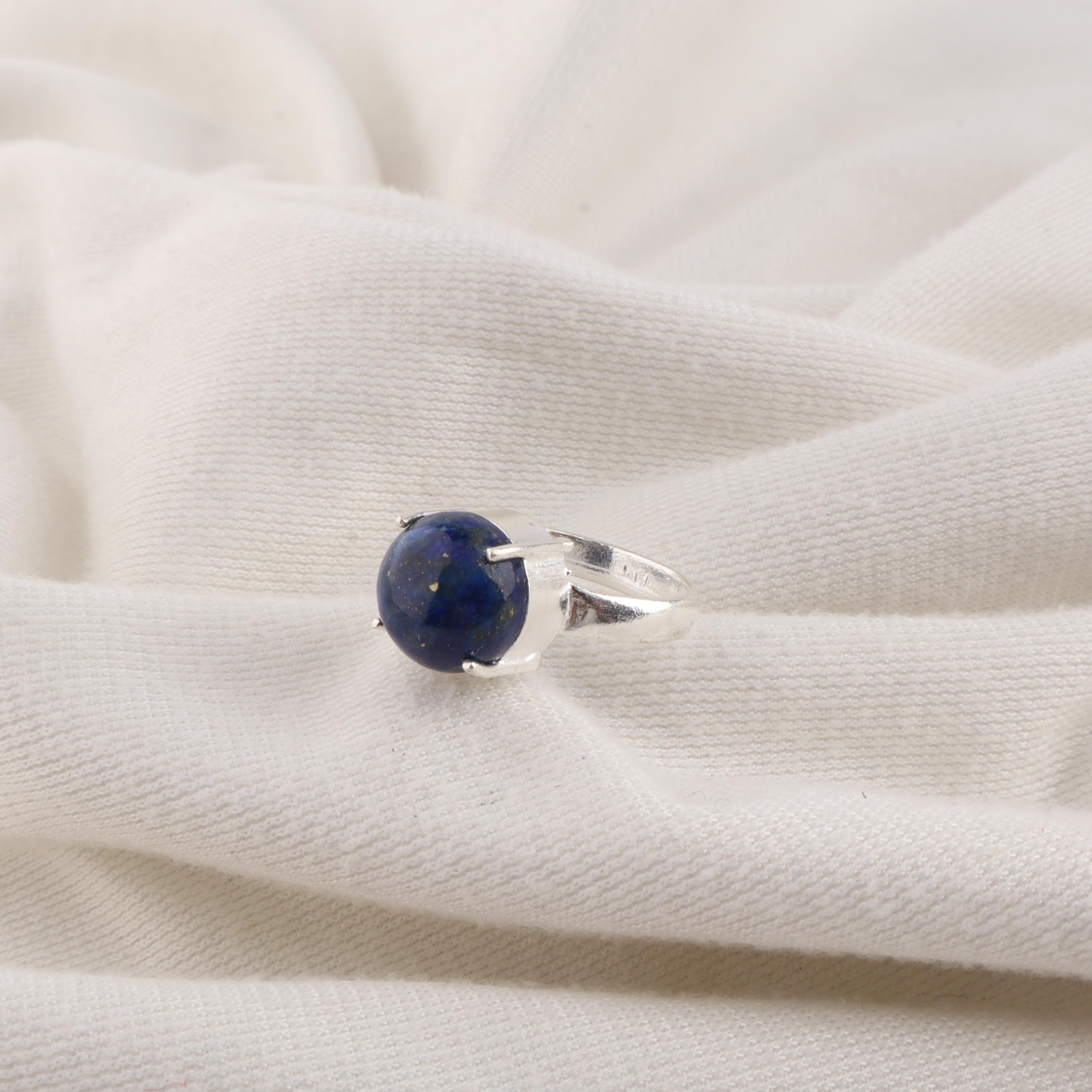 

Natural Lapis Lazuli Gemstone 925 Sterling Silver Handcrafted Designer Pretty Ring For Mother RR-72-26 4