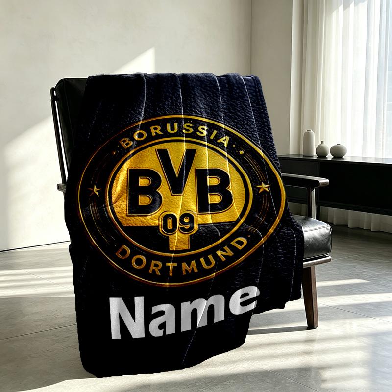 Custom Name Personalized Borussia Dortmund Print Blanket, Home Decor, Bedroom, Sofa, Camping, Couch, Gifts for Birthday Christmas