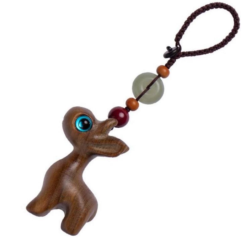 Sandalwood Deer Keychain & Phone Pendant - Cute Ornament for Men & Women