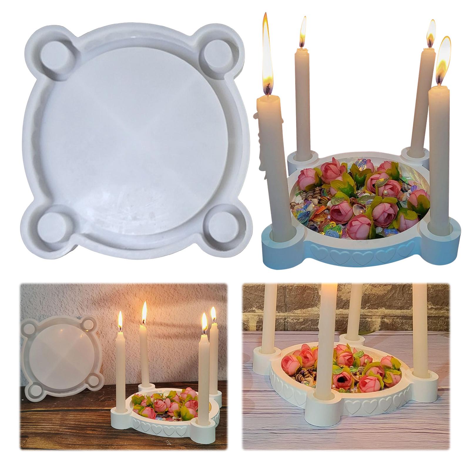 Candle Holder Mold DIY Candle Holder Silicone Mould 4 Holes Round Casting Mould for Taper Candles China Mainland