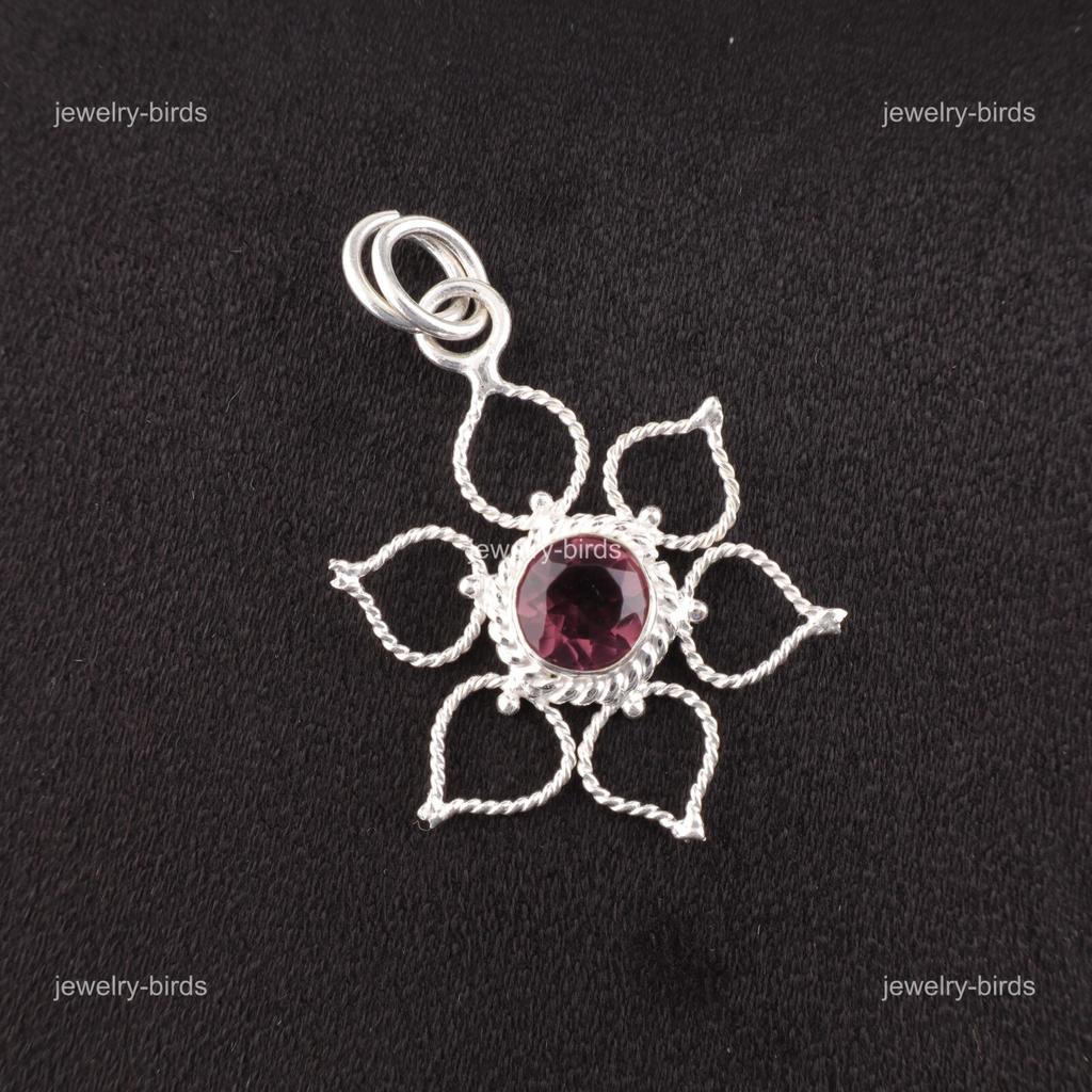 Rhodolite Stone Birthday Gift Handcrafted Unique Wedding Pendant Sterling Silver PP-18-49