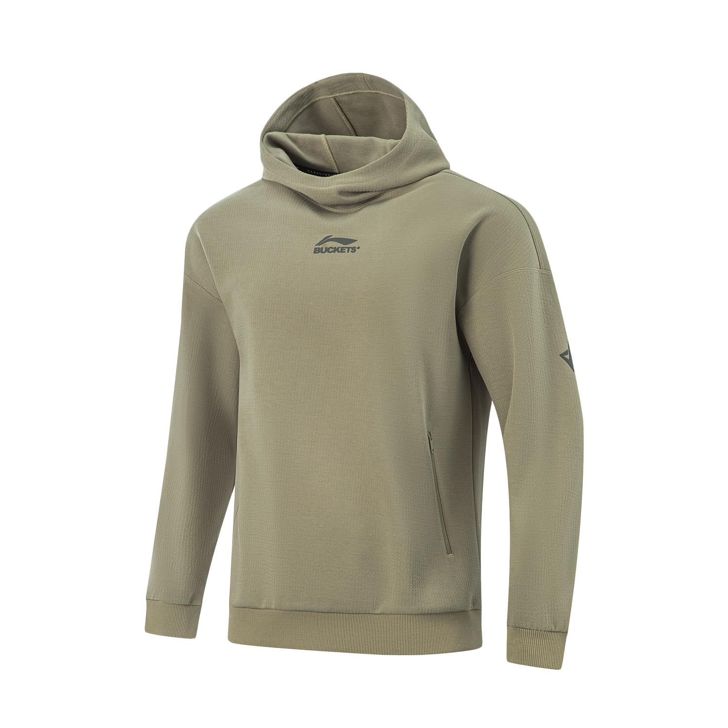 Li Ning Sweatshirts Men s Solo Green Hooded Moderate Regular AWDV543-3 XL