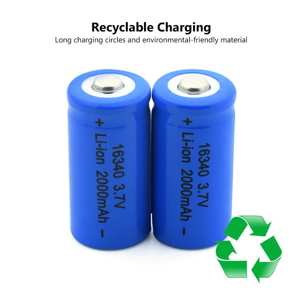 16340 Battery 2800mAh Rechargeable 3.7V Li Ion 16340 Batteries CR123A  Battery For LED 16650 Battery