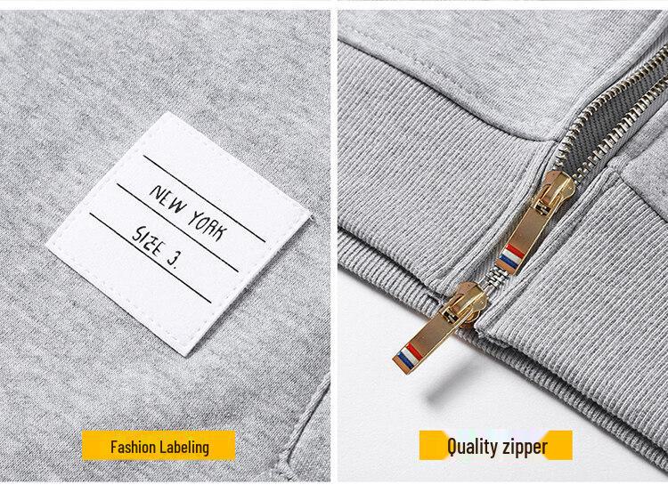 THOM BRIELLE Plus Velvet Four-Bar Sweater: Thick, Warm, Trendy Casual Jacket