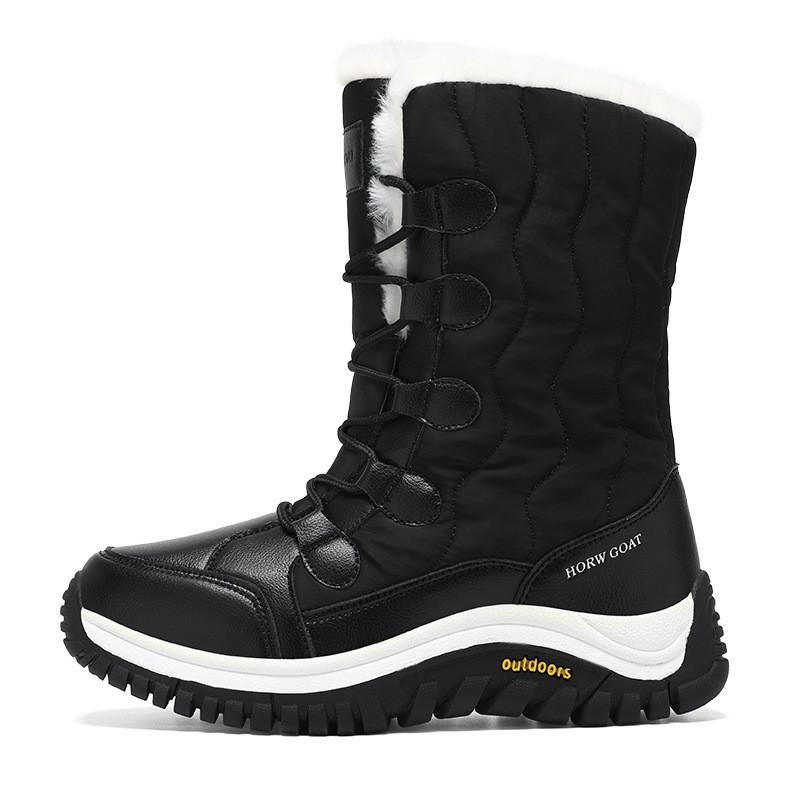 Womens Winter Warm Snow Boots High Top Waterproof Anti-Slip Outdoor Hiking Shoes With Faux Fur Lining