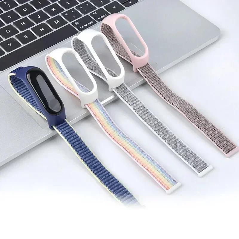 Nylonschlaufe für Xiaomi Mi Band 9 8 7 4 3 5 6 Smartwatch Armband Sport Correa Atmungsaktives Ersatzarmband an Miband 6 8 Armband