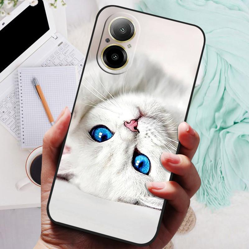 Für Realme C67 4G Hülle RMX3890 Beliebte Blumengemalte Abdeckung Silikon Handyhülle Für Realme C67 C 67 RealmeC67 4G Weiche Taschen Schwarz