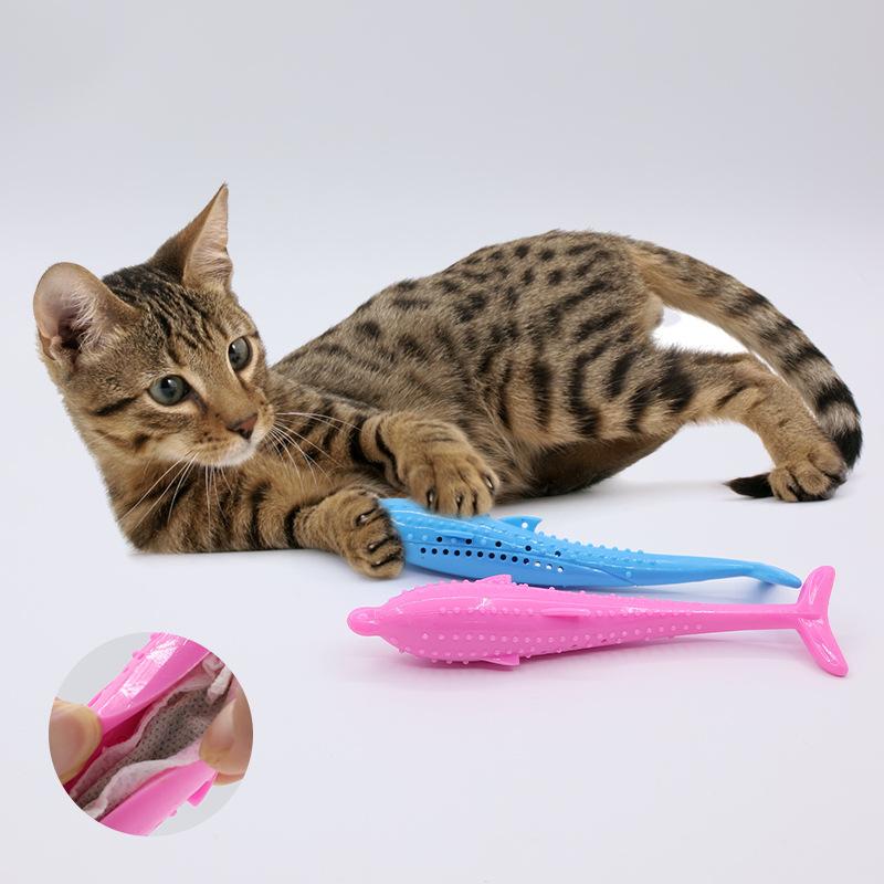 Cat Toothbrush, Cat Silicone Fish, Cat Toy Pet Toothbrush, Cat Mint Fish