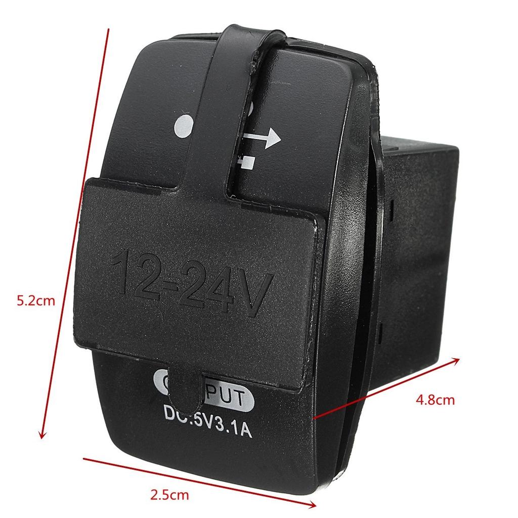 Car Waterproof Cigarette Lighter Socket Dual Usb Car Charger With Led Lighting Charger Power Adapter
