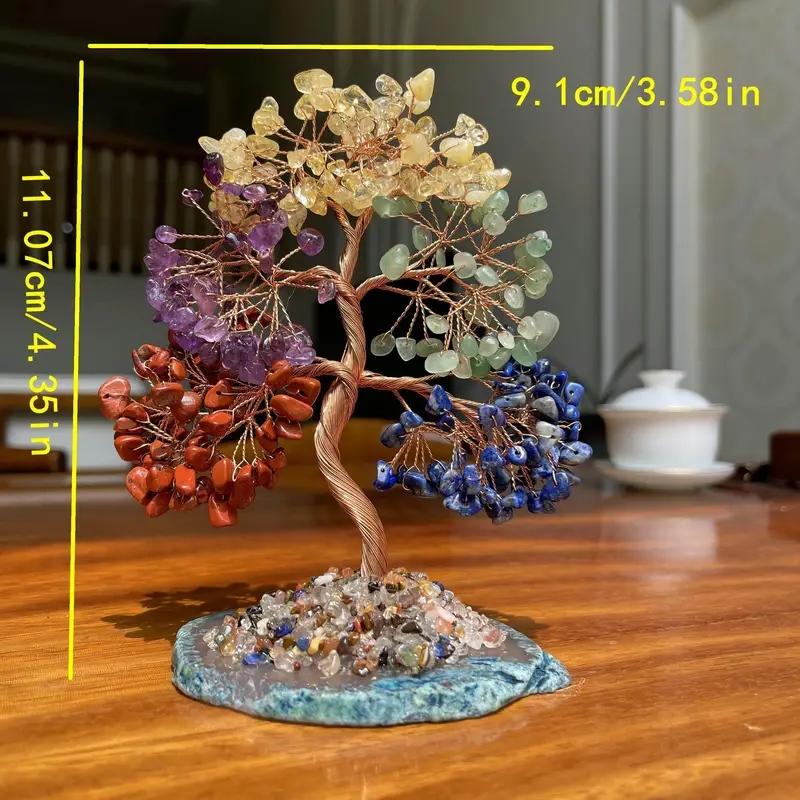 Vintage Gemstone Bonsai Tree with Mixed Crystal Stones Chakra Healing Feng Shui Decorative Tree Positive Energy Crystal Tree