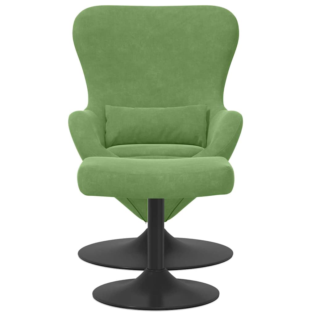 Egg Chair with Footstool Light Green Velvet