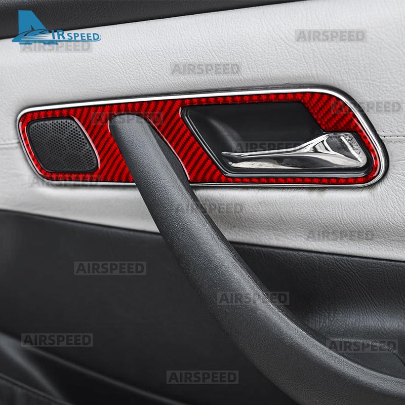 Real Soft Carbon Fiber Trim Sticker For Mercedes Benz SLK R170 1996 1997 1998 1999 2000 2001 2002 2003 Inner Door Handle frame