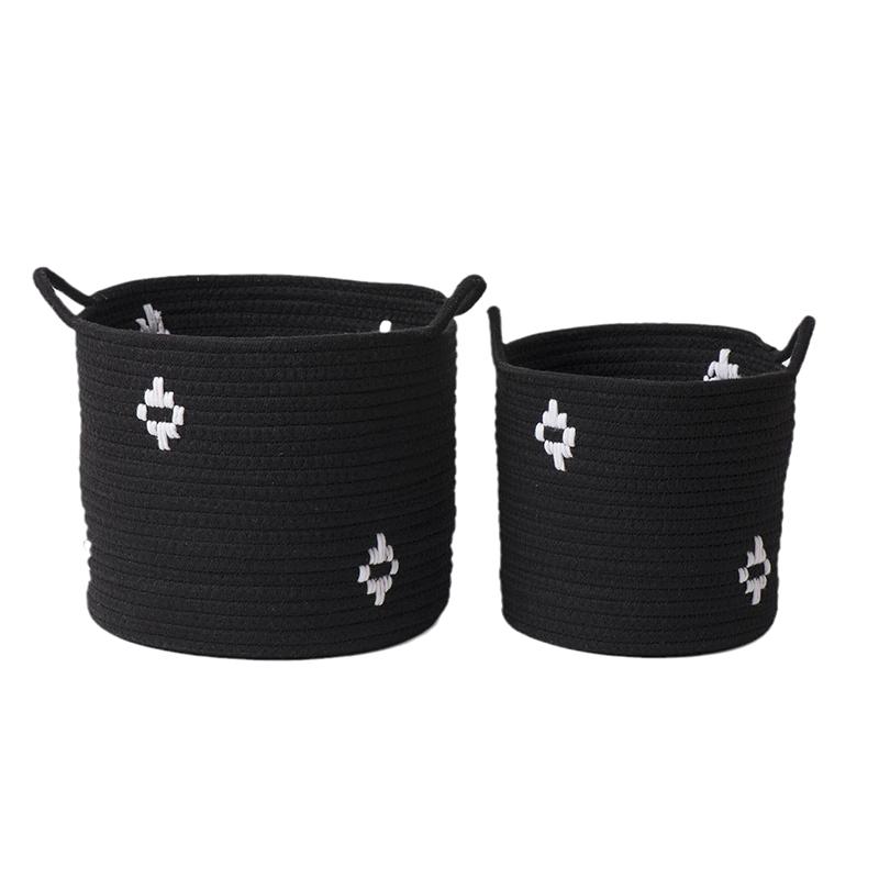 1PC Woven Decorative Basket Bedroom Laundry Basket Desktop Storage Bin Black White Storage Containers For Countertop Organizing
