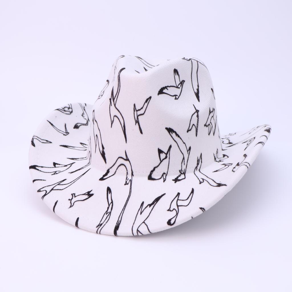 Versatile Graffiti Top Hat Western Cowboy Hat Men'S And Women'S Peach Top Jazz Hat