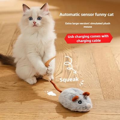 Yeni Otomatik Kedi Oyuncağı Akıllı Elektrikli Fare USB Şarjlı Sesli Oyuncak Etkileşimli Gıcırtılı Kedi Oyuncağı