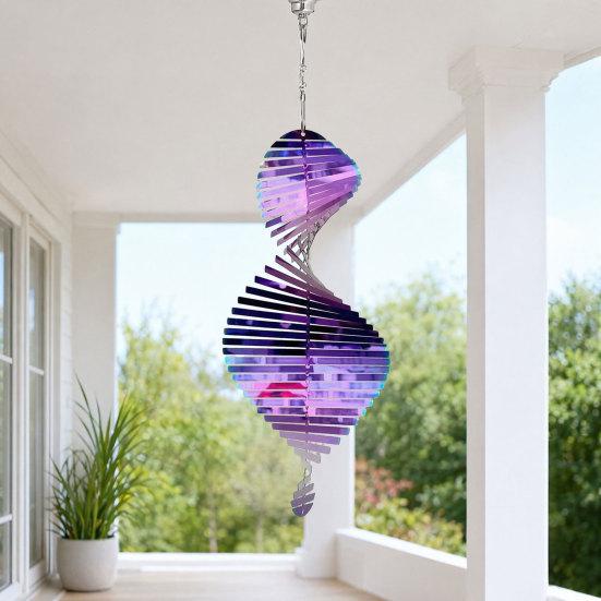 Yousheng Edelstahl Spiral-Windspiel, Hängendes reflektierendes Windspiel mit Haken, 3D-Windspiel für Innen Außen Garten Hof