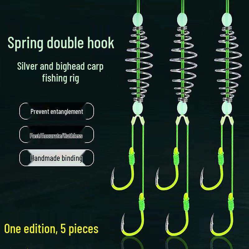 Luminous Bighead & Silver Carp Fishing Rig with Spring Explosion and Fast Attack Hooks