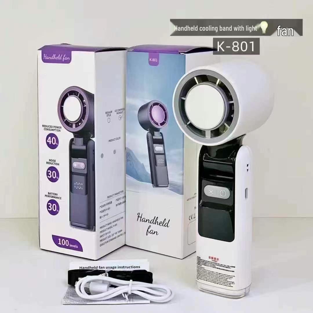 

High-Speed Handheld Fan with Digital Display, 199 Gears, LED Light, Foldable Design 1800mAh Battery