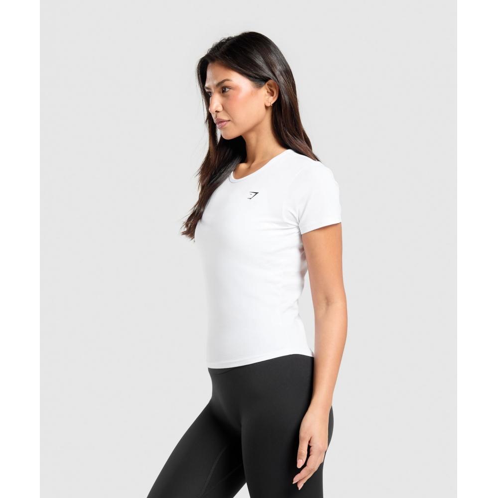 Gymshark Training Cotton Baby Tee White B4b3q Wb57