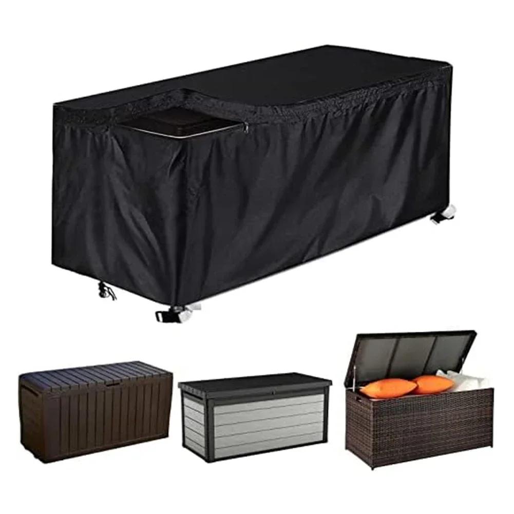 210D Waterproof Garden Storage Box Cover For Outdoor Furniture Rectangle Black Outdoor High Quality Furniture Covers