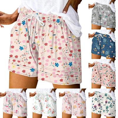 Women's Casual Summer Elastic Beach Shorts Print Casual Shorts