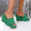 Women's New Summer Square-toed, Peep-toed, Fashionable, One-line and Versatile Wedge Slippers