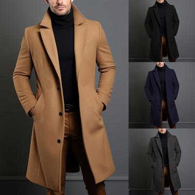 Lässiger und bequemer Übermantel für Business und Alltag Luxuriöser schwarzer Trenchcoat für Herren Langarm-Oberteil