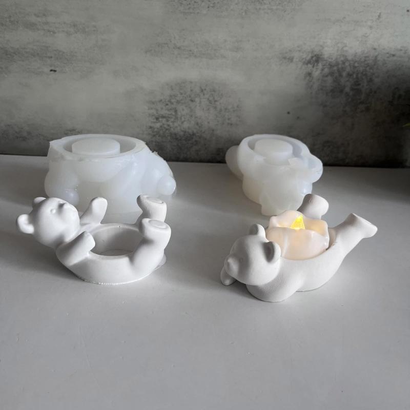 Candle Holder Silicone Mold Candle Bracket Molds Bear Shape Handmade Art Supplies Suitable for Making Candle Holder