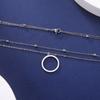Double Bead Chain Hollowed Out Circular Pendant for Women's Necklace Gold Elegant Stainless Steel Pendant Jewelry Gift