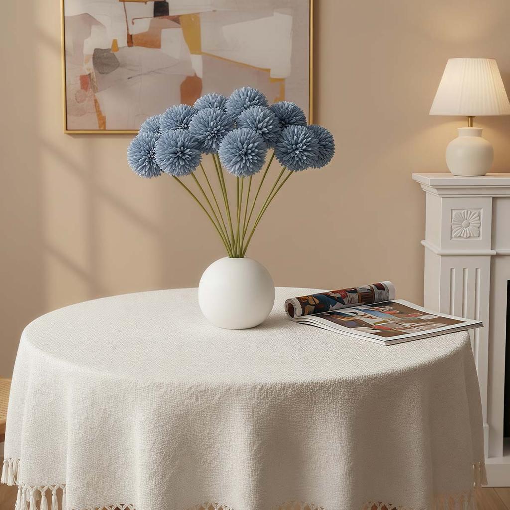 7pcs Blue Artificial Chrysanthemum Flowers Mums Faux Kiku Flowers for Vase Flower Stems Vase Filler for Centerpieces Wedding Party Flowers