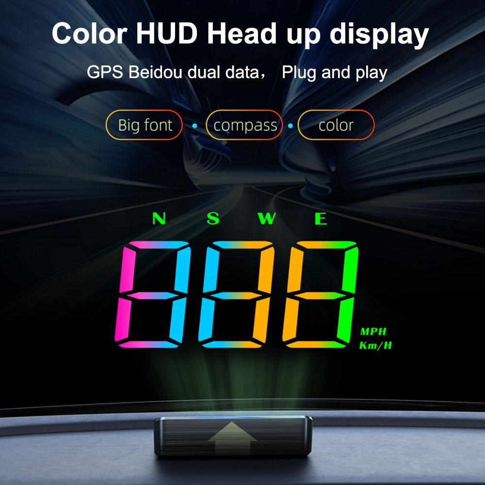 Car Head-Up Display Color Display LCD Meter Speed MPH KMH HUD GPS Beidou Dual Data 5V USB M2S Windshield Projector