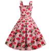 Vintage Retro Print Large Swing Skirt Suspender Dress for Women