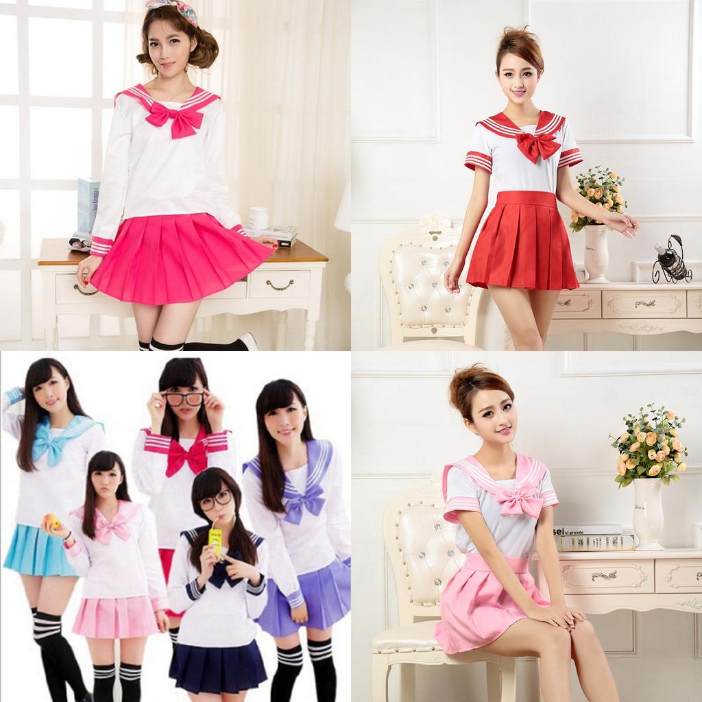 Elegant 3pcs Sailor Uniform Cosplay Costume Featuring Soft Polyester Fabric Design