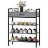 4-Tier Shoe Rack, Hallway Shelf for Up To 9 Pairs of Shoes, Particleboard, Metal, Grey