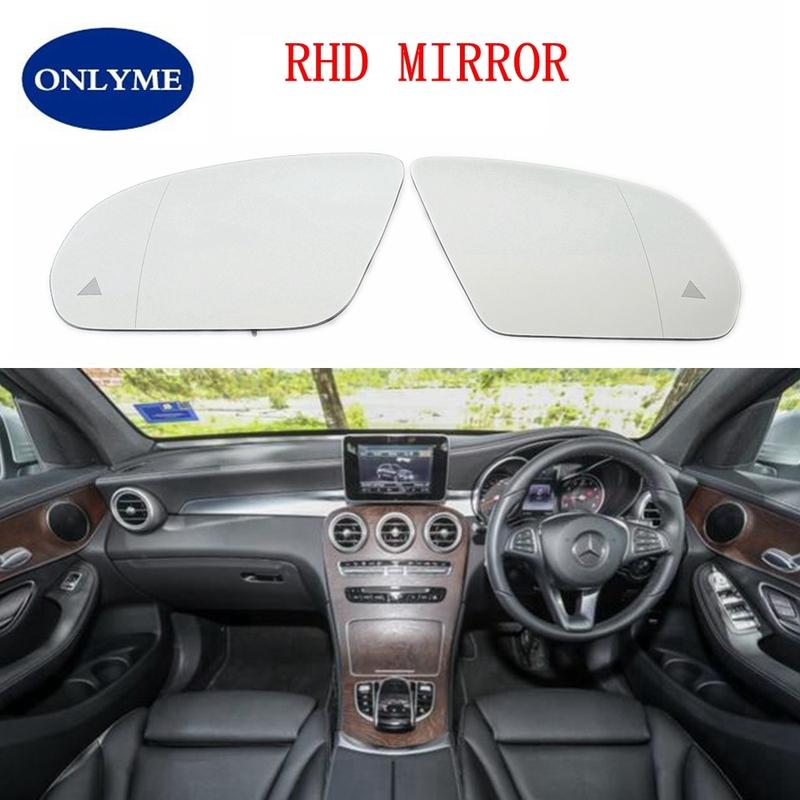 Car Led Warning Blind Spot Heated Mirror Glass for Mercedes-Benz C E S GLC Class W205 W222 W217 W213 W238 2015- LHD RHD