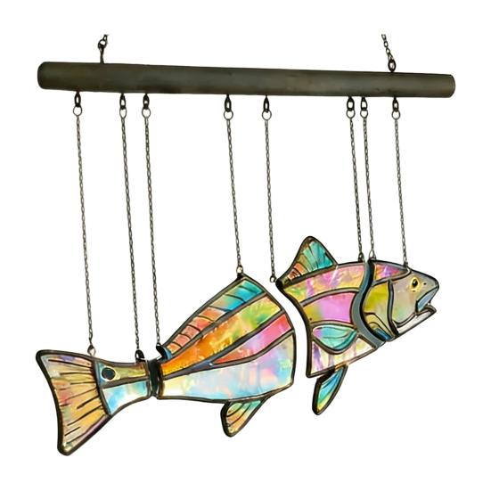 Ручная работа Витражная Рыбка Ловец Солнца Акриловая Рыбка Навесное Украшение на Окно Ручная Работа Радужная Рыбка Музыка Ветра для Патио Сада Дома Fish