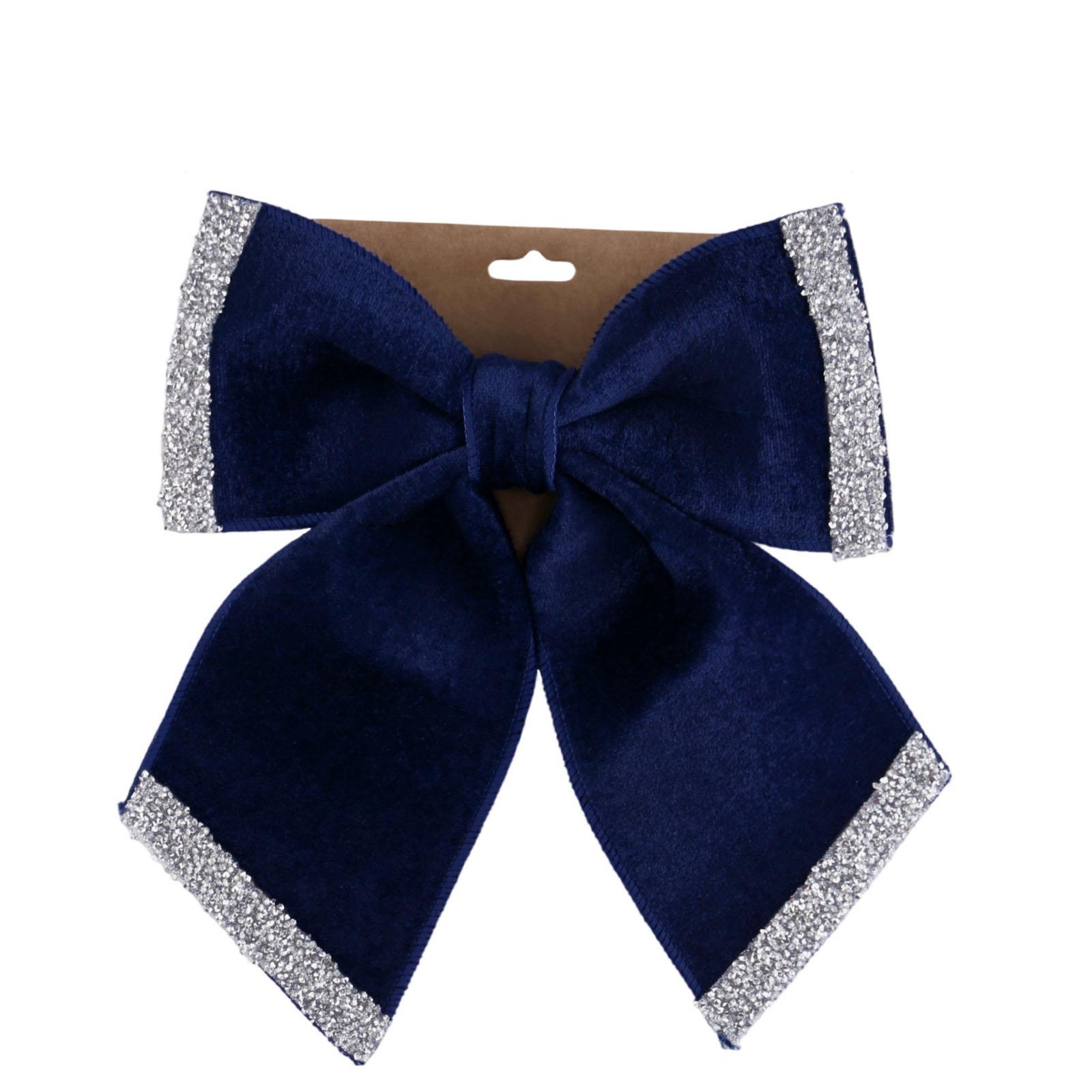 

Рождественские украшения Высококачественный золотой бархатный бант Рождественский флокированный бант Большой красный One Size темно-синий